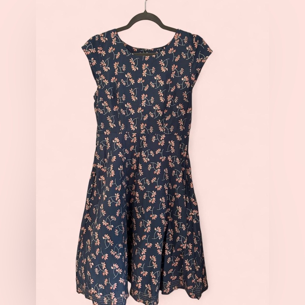 Mata Traders Orange A-Line Midi Dress Cap Sleeve